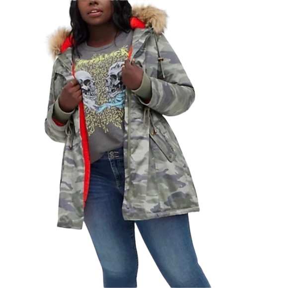 Torrid Women’s Plus Size Camo Fur-Lined Parka Jacket Size 1X 2X 3X - Picture 4 of 15